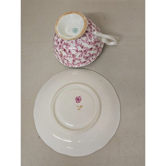 2 Coalport Maple Time Chintz Cup And Saucer Pink Mulberry Bone China 1949-1960 - Picture 4 of 6